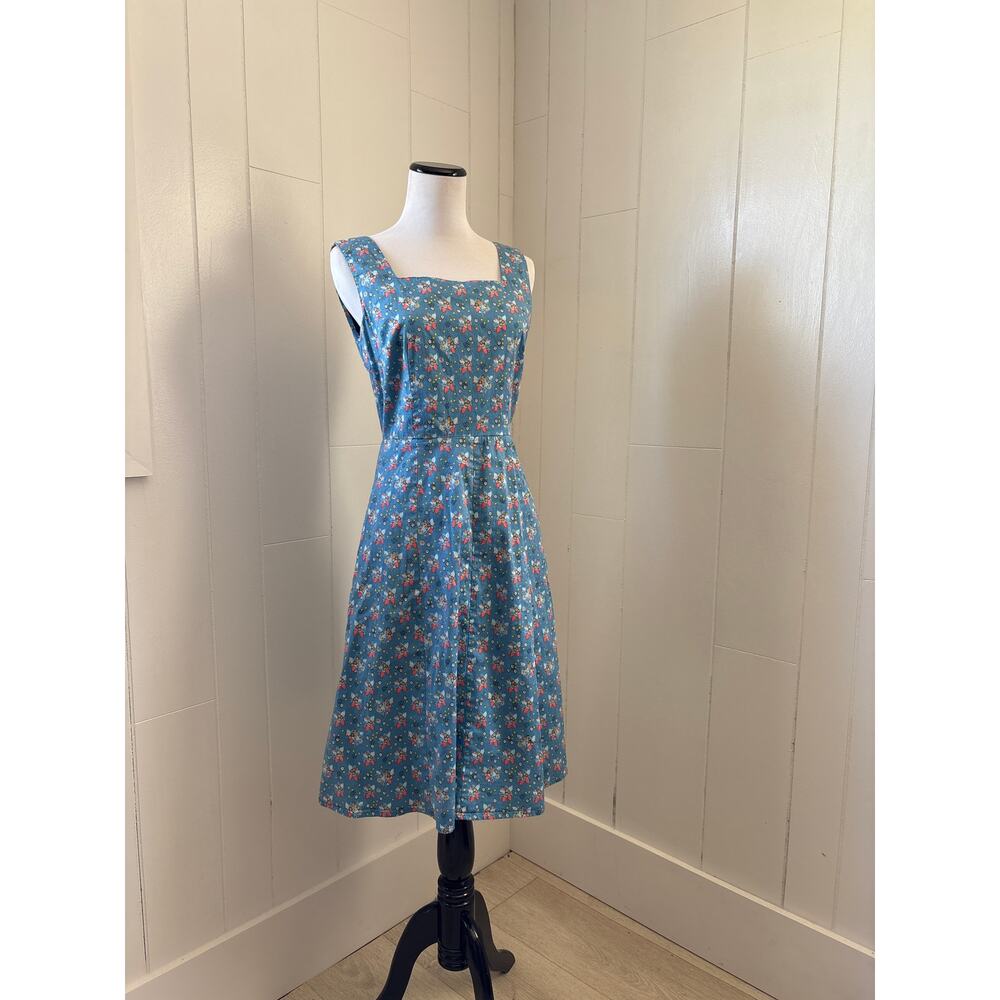 Circus Blue Ditzy Print Retro Fit & Flare Midi Dress, UK Size 8